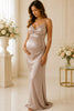 Champagne Satin Maternity Gown