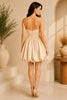 Champagne Strapless Bubble Hem Mini Dress
