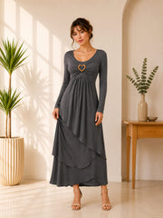 Charcoal Heart Detail Maxi Dress
