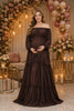 Chocolate Brown Off Shoulder Tiered Maternity Maxi Dress