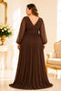 Chocolate Brown Pleated Plus Size Gown