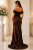 Chocolate Off Shoulder Maternity Gown