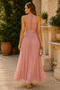 Dusty Rose Pleated Halter Gown