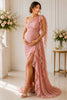 Dusty Rose Ruffle One-Shoulder Maternity Gown