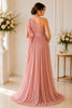 Dusty Rose Ruffle One-Shoulder Maternity Gown