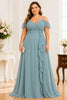 Dusty Sage Cold Shoulder Chiffon Plus Size Maxi Dress