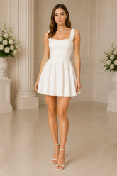Elaria Square-Neck Skater Mini Dress