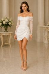 Eloria Sheer Sleeve Ruched Mini Dress