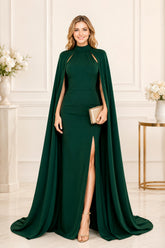 Emerald Cape Evening Gown