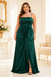 Emerald Satin Plus Size Gown