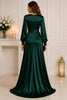 Emerald Satin Wrap Evening Gown