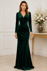 Emerald Velvet Evening Gown