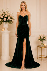 Emerald Velvet Sweetheart Gown