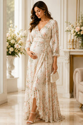 Floral Wrap Maternity Maxi Dress