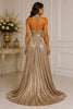Gold Pleated Halter Evening Gown