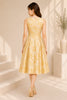 Golden Floral Jacquard Fit & Flare Midi Dress