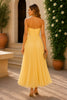 Golden Soleil Pleated Strapless Maxi Dress