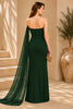 Green Cape Column Evening Gown