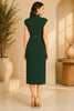 Green High Neck Knot Waist Midi Dress