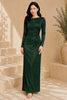Green Long Sleeve Satin Gown