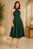Green Rose Halter Midi Dress