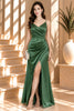 Green Satin Ruched Maxi Dress