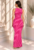 Hot Pink Abstract Print Sleeveless Maxi Dress