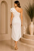 Iory One Shoulder Ruffle Satin Dress