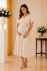 Ivory Collared Button Front Belted Midi Dress