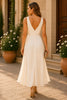 Ivory Elegance Cutout Flowy Midi Dress
