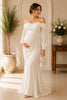 Ivory Elegance Off-Shoulder Maternity Gown