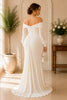Ivory Elegance Off-Shoulder Maternity Gown