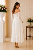 Ivory Off-Shoulder Swiss Dot Midi Dress