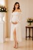 Ivory Off-Shoulder Swiss Dot Midi Dress