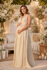 Ivory Sleeveless Empire Waist Maternity Maxi Dress