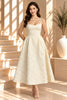 Ivory Textured Spaghetti Strap Midi Dress