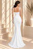 Ivory White Corset Ruched Mermaid Evening Gown
