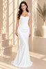 Ivory White Corset Ruched Mermaid Evening Gown