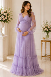 Lavender Lace Dream Plus Size Maternity Gown