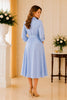 Light Blue Belted Collared Midi Dress