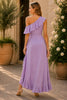 Lilac Breeze One-Shoulder Ruffle Maxi Dress