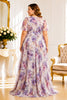 Lilac Floral Chiffon Plus Size Maxi Dress