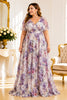 Lilac Floral Chiffon Plus Size Maxi Dress