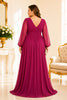 Magenta Chiffon Plus Size Gown