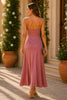 Mauve Elegance Satin Cowl Midi Dress