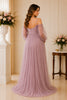 Mauve Off-Shoulder Tulle Maxi Gown