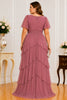 Mauve Tiered Ruffle Chiffon Plus Size Maxi Dress