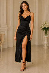 Midnight Desire Satin Slip Gown
