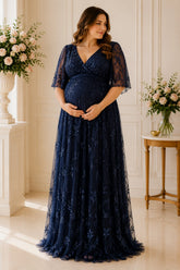 Midnight Stardust Plus Size Maternity Gown