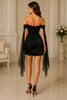 Midnight Veil Off Shoulder Mini Dress